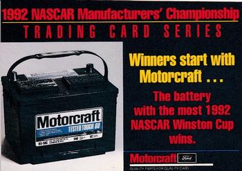 1992 Ford Motorsports NASCAR Manufacturers' Championship #NNO Motorcraft Batteries Front