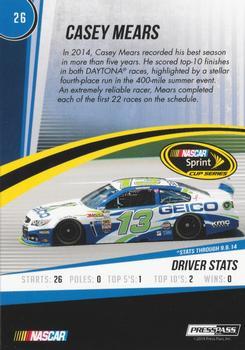 2015 Press Pass Cup Chase - Purple #26 Casey Mears Back
