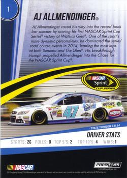 2015 Press Pass Cup Chase - Red #1 A.J. Allmendinger Back