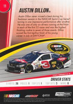 2015 Press Pass Cup Chase - Red #11 Austin Dillon Back
