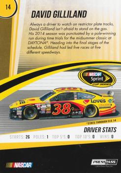 2015 Press Pass Cup Chase - Red #14 David Gilliland Back