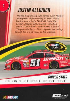 2015 Press Pass Cup Chase - Gold #2 Justin Allgaier Back