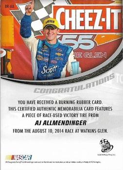 2015 Press Pass Cup Chase - Burning Rubber #BR-AA A.J. Allmendinger Back