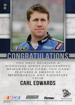 2015 Press Pass Cup Chase - Signature Series Green #SS-CE Carl Edwards Back