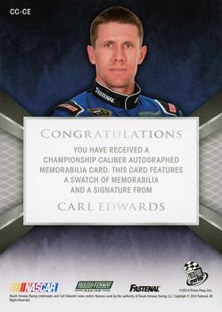 2015 Press Pass Cup Chase - Championship Caliber Autographs Green #CC-CE Carl Edwards Back