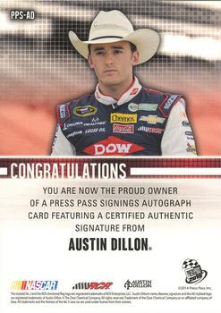 2015 Press Pass Cup Chase - Press Pass Signings #PPS-AD Austin Dillon Back