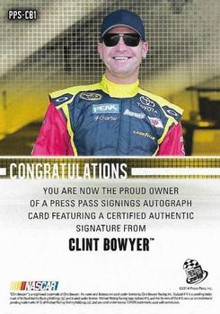 2015 Press Pass Cup Chase - Press Pass Signings #PPS-CB1 Clint Bowyer Back