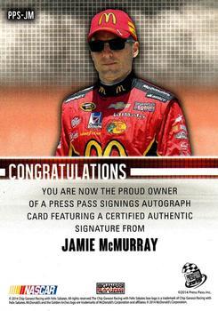 2015 Press Pass Cup Chase - Press Pass Signings #PPS-JM Jamie McMurray Back