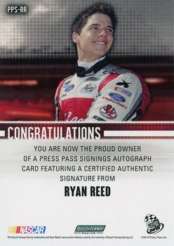 2015 Press Pass Cup Chase - Press Pass Signings #PPS-RR Ryan Reed Back