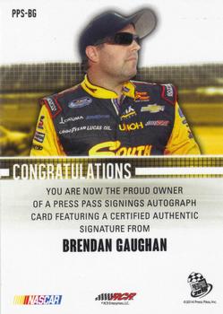 2015 Press Pass Cup Chase - Press Pass Signings Blue #PPS-BG Brendan Gaughan Back