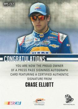 2015 Press Pass Cup Chase - Press Pass Signings Blue #PPS-CE2 Chase Elliott Back