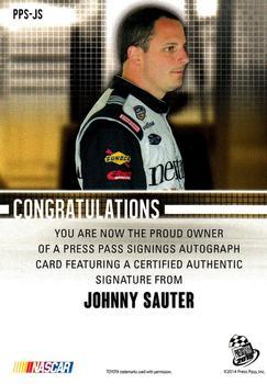 2015 Press Pass Cup Chase - Press Pass Signings Blue #PPS-JS Johnny Sauter Back