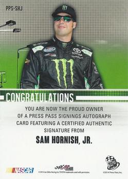 2015 Press Pass Cup Chase - Press Pass Signings Blue #PPS-SHJ Sam Hornish Jr. Back