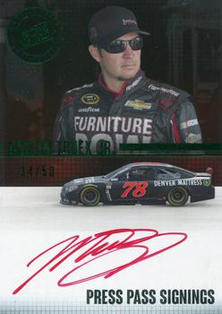 2015 Press Pass Cup Chase - Press Pass Signings Green #PPS-MTJ Martin Truex Jr. Front