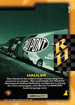 1996 Pinnacle - Foil #92 Jeff Gordon's hauler Back