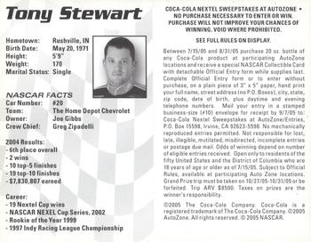 2005 Coca-Cola Racing Family AutoZone #NNO Tony Stewart Back