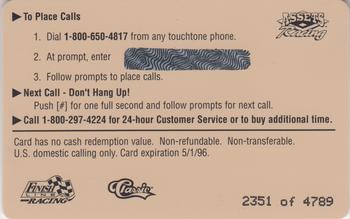 1995 Assets - $2 Phone Cards #NNO Mark Martin Back
