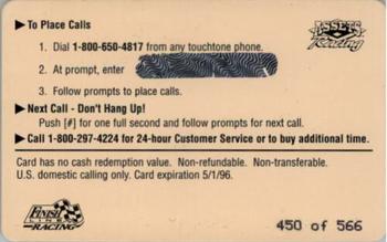 1995 Assets - $2 Phone Cards Gold Signature #NNO Ken Schrader Back