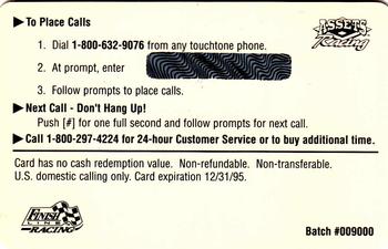 1995 Assets - 1-Minute Phone Cards #NNO Brett Bodine Back
