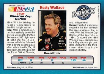 1993 Maxx Premier Series #2 Rusty Wallace Back