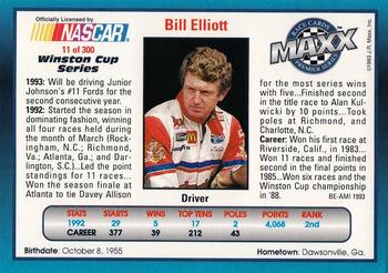1993 Maxx Premier Series #11 Bill Elliott Back