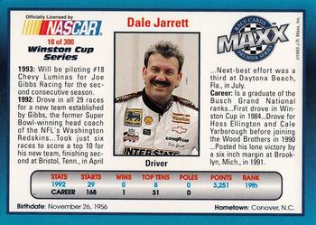 1993 Maxx Premier Series #18 Dale Jarrett Back