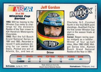 1993 Maxx Premier Series #24 Jeff Gordon Back