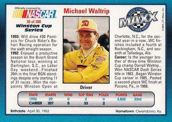 1993 Maxx Premier Series #30 Michael Waltrip Back