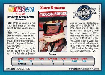 1993 Maxx Premier Series #31 Steve Grissom Back