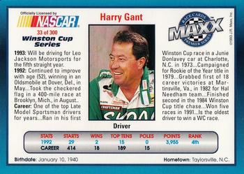 1993 Maxx Premier Series #33 Harry Gant Back