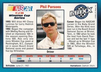 1993 Maxx Premier Series #41 Phil Parsons Back