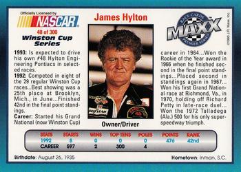 1993 Maxx Premier Series #48 James Hylton Back