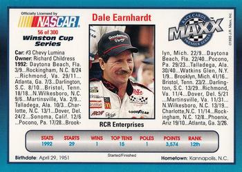 1993 Maxx Premier Series #56 Dale Earnhardt's Car Back
