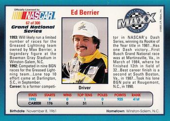 1993 Maxx Premier Series #67 Ed Berrier Back