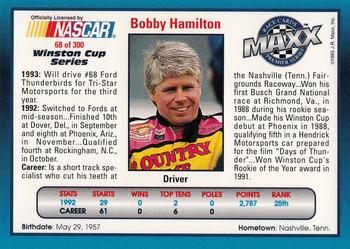 1993 Maxx Premier Series #68 Bobby Hamilton Back