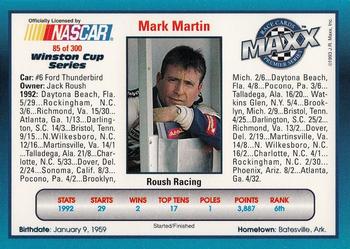 1993 Maxx Premier Series #85 Mark Martin's Car Back