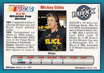 1993 Maxx Premier Series #86 Mickey Gibbs Back