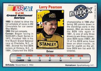 1993 Maxx Premier Series #93 Larry Pearson Back