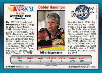 1993 Maxx Premier Series #97 Bobby Hamilton's Car Back