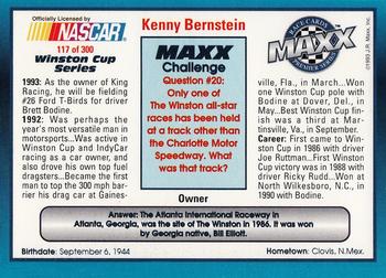 1993 Maxx Premier Series #117 Kenny Bernstein Back