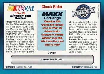 1993 Maxx Premier Series #126 Chuck Rider Back