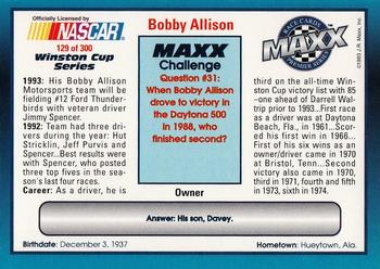 1993 Maxx Premier Series #129 Bobby Allison Back