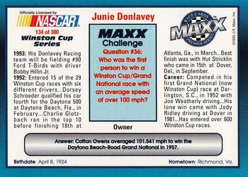 1993 Maxx Premier Series #134 Junie Donlavey  Back