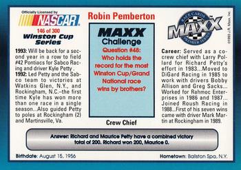 1993 Maxx Premier Series #146 Robin Pemberton Back