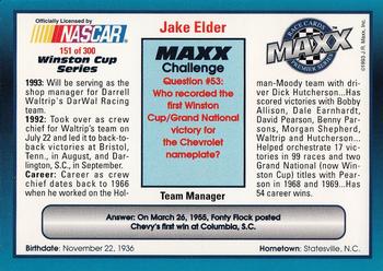 1993 Maxx Premier Series #151 Jake Elder Back
