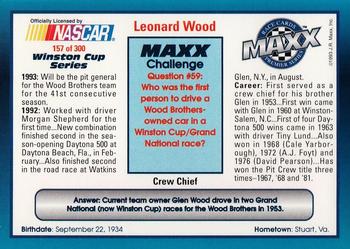 1993 Maxx Premier Series #157 Leonard Wood Back