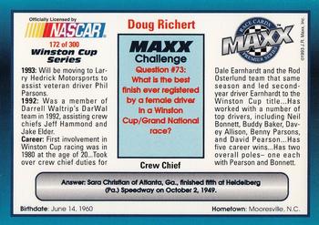 1993 Maxx Premier Series #172 Doug Richert Back