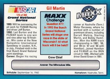 1993 Maxx Premier Series #176 Gil Martin Back