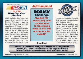 1993 Maxx Premier Series #181 Jeff Hammond Back