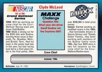 1993 Maxx Premier Series #187 Clyde McLeod Back